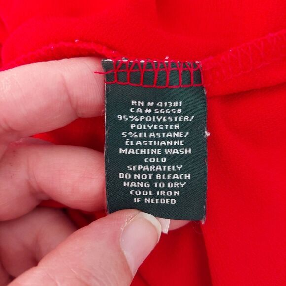 Lauren Ralph Lauren Modest Red Tunic Top  Long Sleeve Stretchy Knit Sz L - Picture 7 of 11